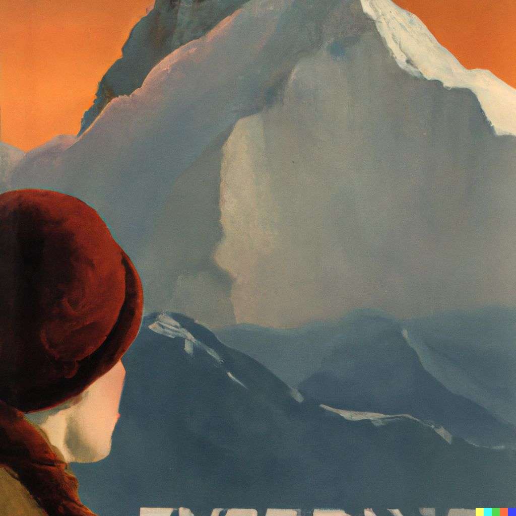 someone gazing at Mount Everest, front cover of Vogue, 1930